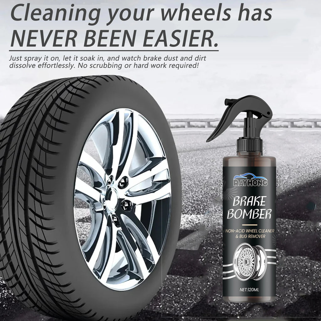 Car Wheel Cleaner Alloy Rim Cleaner Spray Remove Brake Dust Rust & Stains No Scratch Formula Polish Protect for All Wheels 120ml