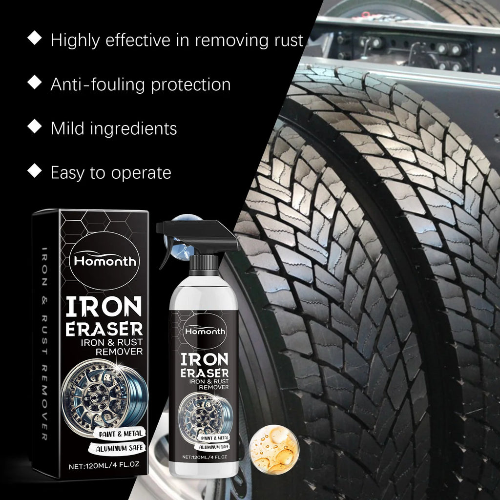 Car Wheel Rust Remover Spray Effective Cleaner for Alloy Rims & Tire Stains Fast-Acting Formula for Car Detailing Restores Shine