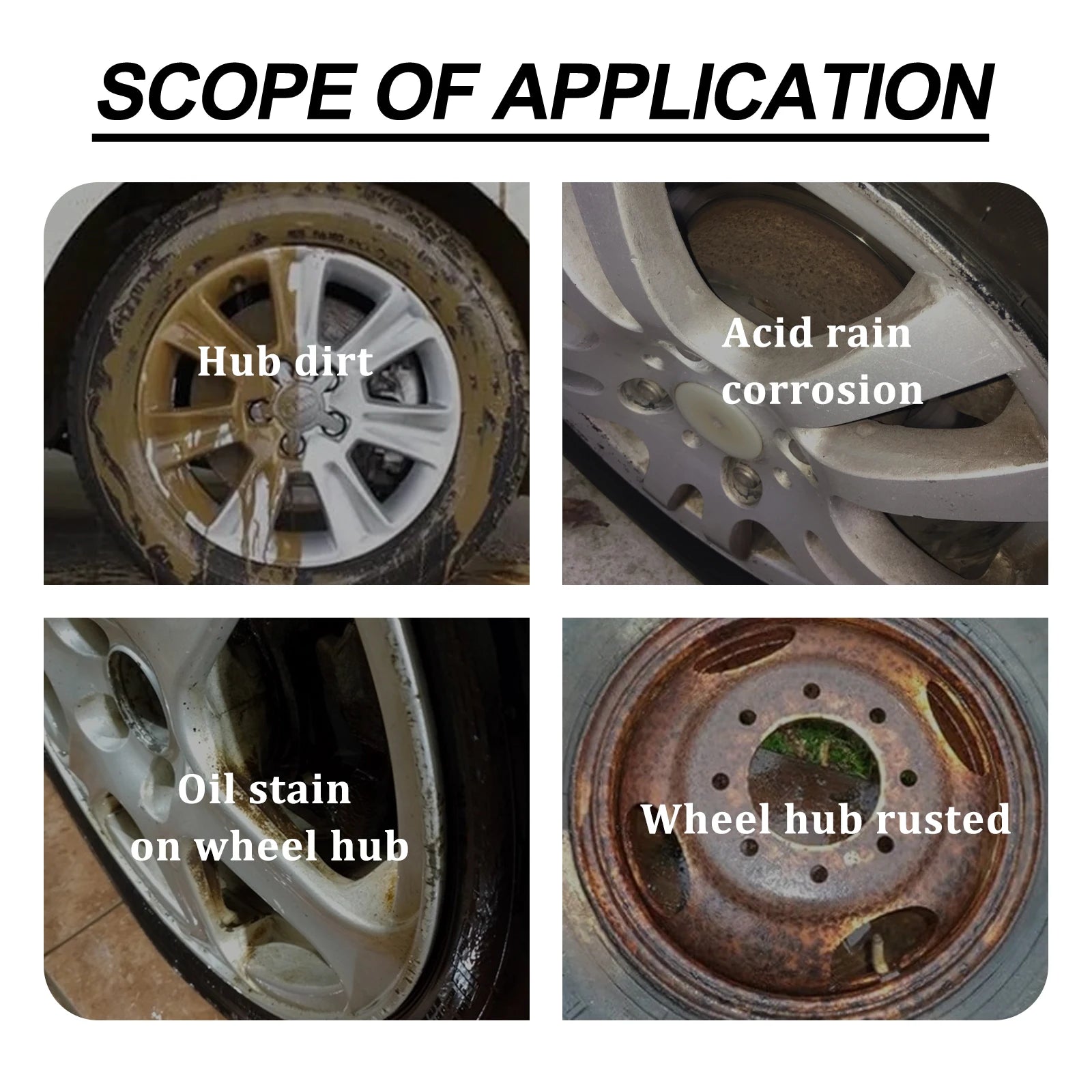 Car Wheel Cleaner Alloy Rim Cleaner Spray Remove Brake Dust Rust & Stains No Scratch Formula Polish Protect for All Wheels 120ml