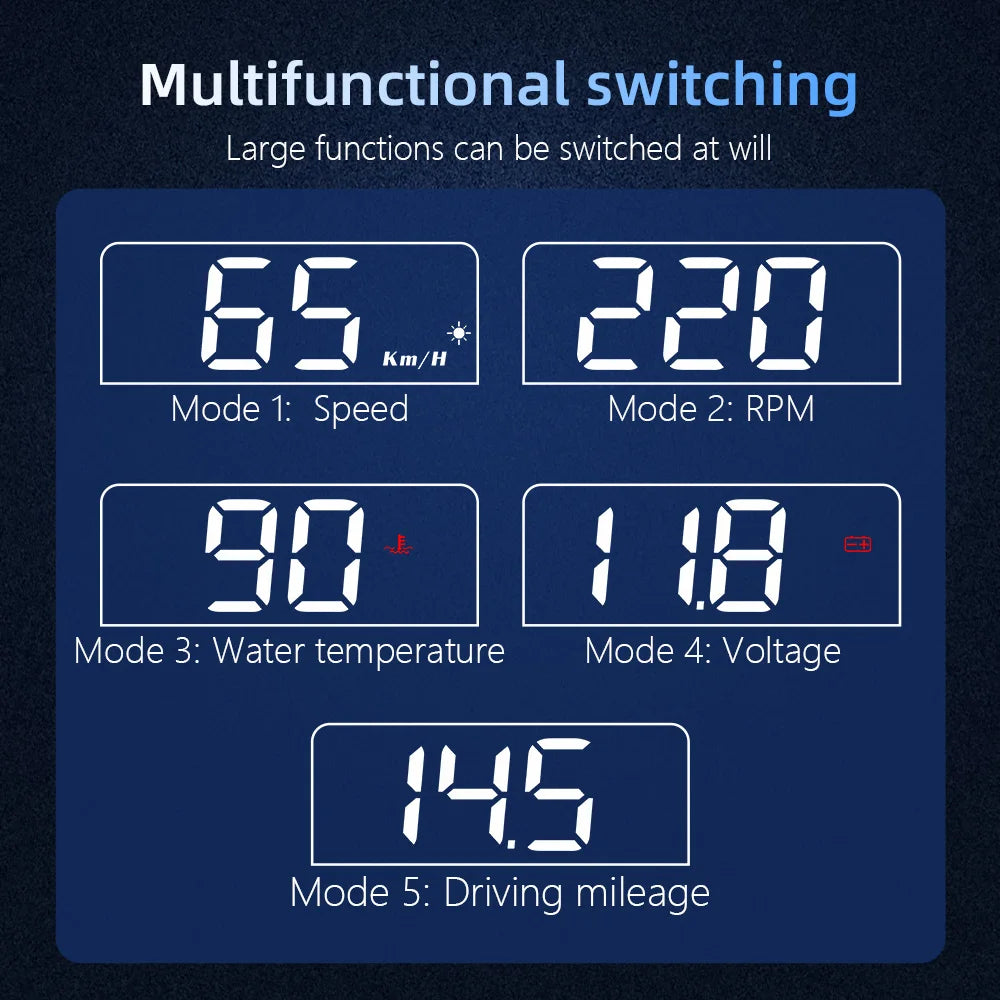 OBD2 C100 LCD Car Speed Meter Windshield Projector Digital Smart Speedometer Mileage RPM Water Temp Meter On-board Computer