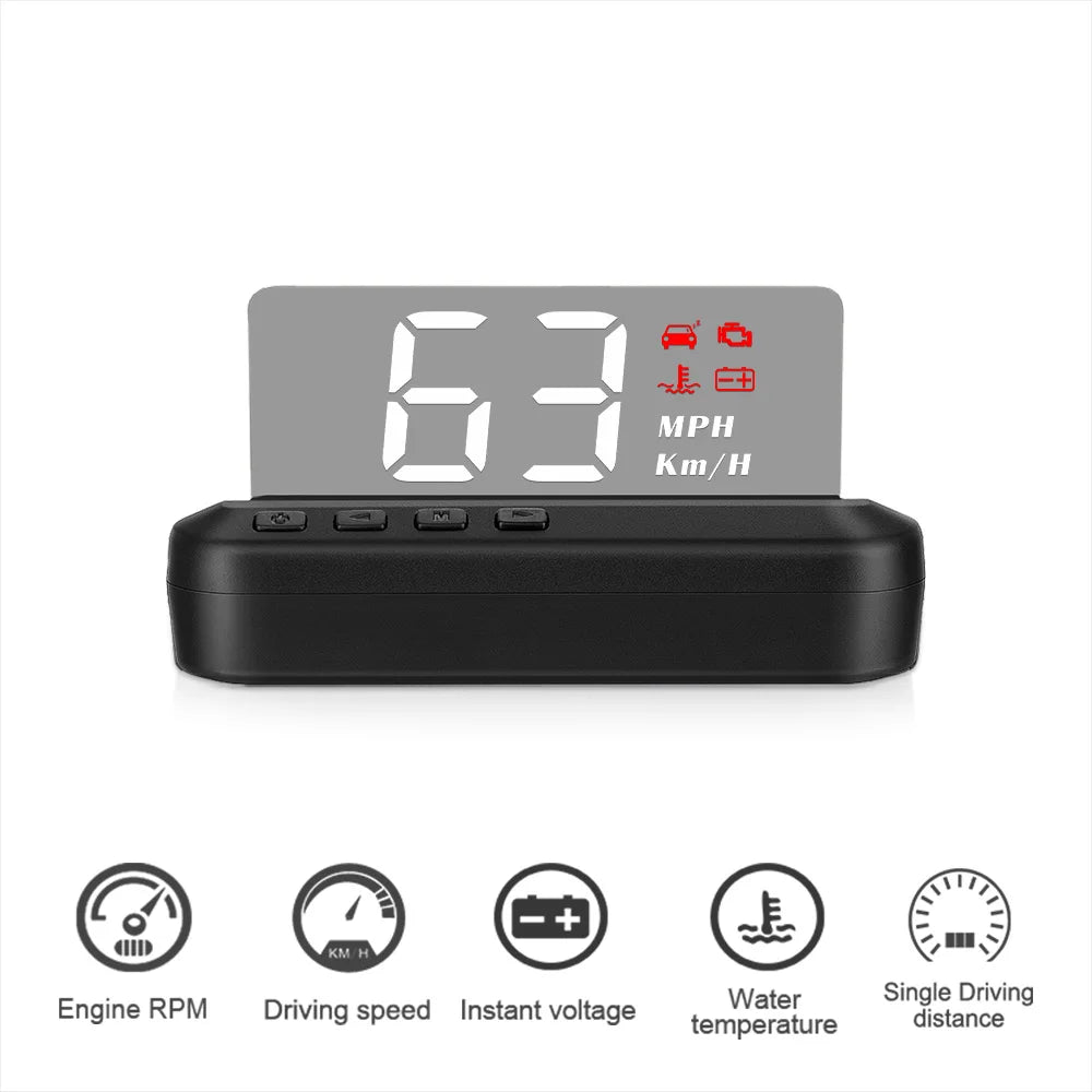 OBD2 C100 LCD Car Speed Meter Windshield Projector Digital Smart Speedometer Mileage RPM Water Temp Meter On-board Computer