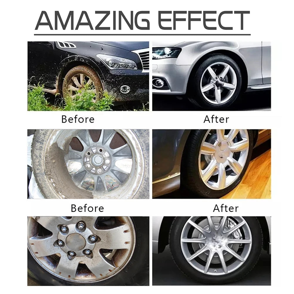Wheel Rim Cleaner 120ml Car Detailing Brake Dust Remover Powerful Brake Cleaning Spray Washing Brushes for Cleaning Wheels Tires