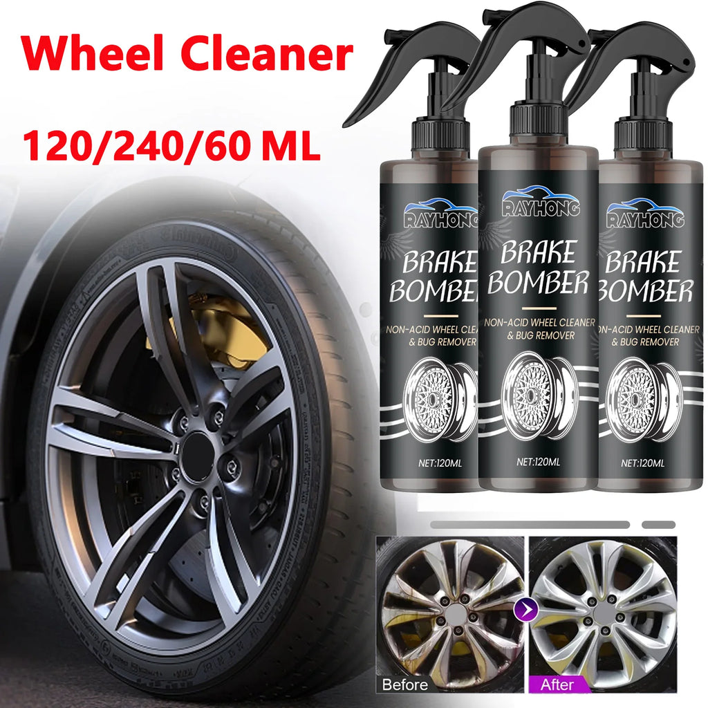 Car Wheel Cleaner Alloy Rim Cleaner Spray Remove Brake Dust Rust & Stains No Scratch Formula Polish Protect for All Wheels 120ml