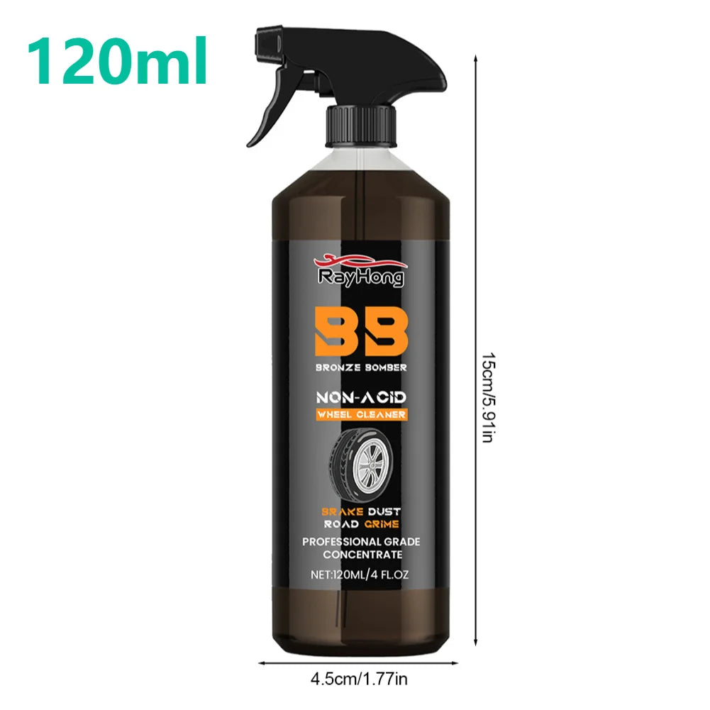 Wheel Rim Cleaner 120ml Car Detailing Brake Dust Remover Powerful Brake Cleaning Spray Washing Brushes for Cleaning Wheels Tires