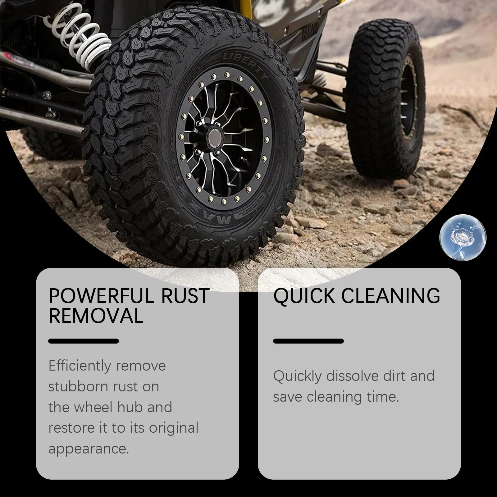 Car Wheel Rust Remover Spray Effective Cleaner for Alloy Rims & Tire Stains Fast-Acting Formula for Car Detailing Restores Shine