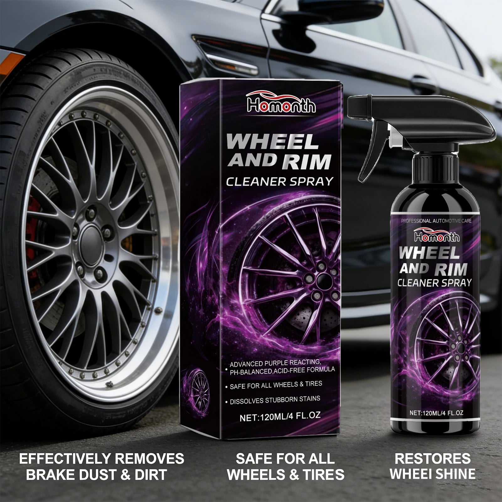 Wheel Cleaner Spray Iron Remover Dust Rim Rust Cleaner Multi Purpose Wheel Hub Washing Tool Car Wheels Rim Cleaner